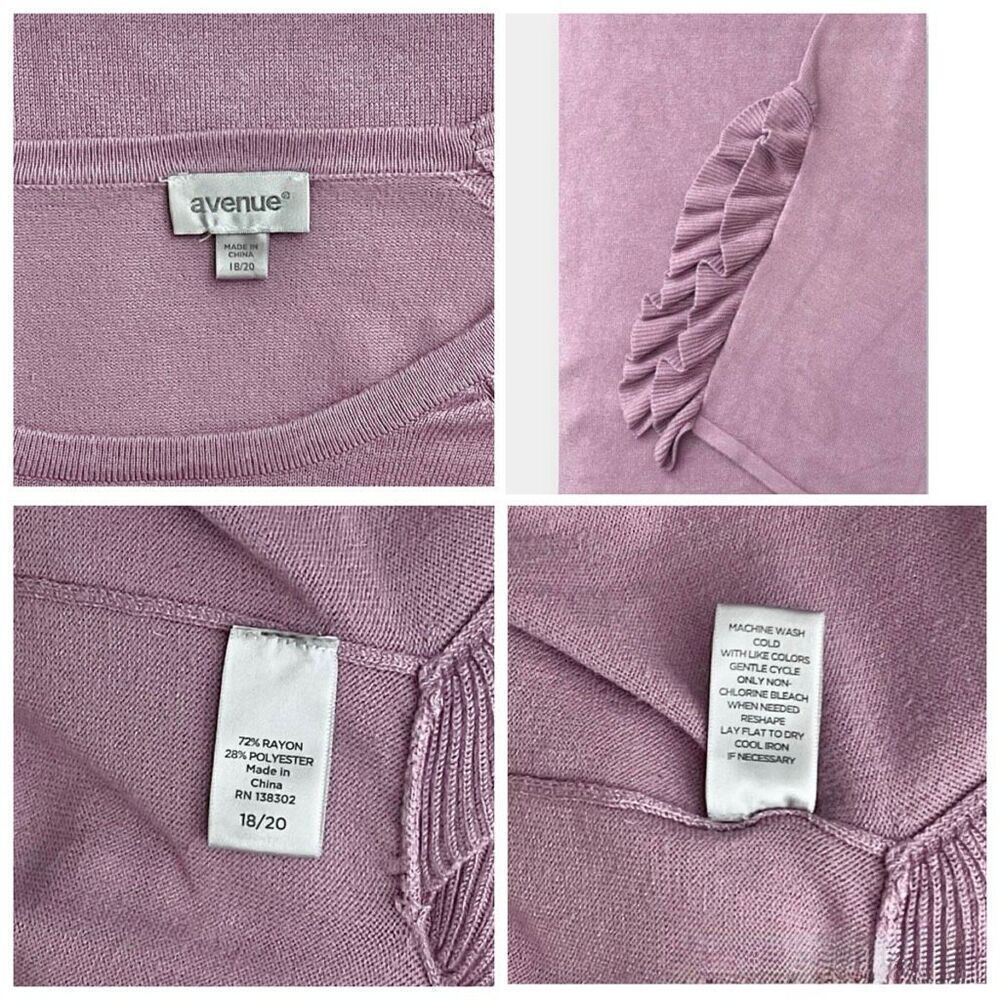 Avenue Mauve Pink Ruffle Sweater Sz 2X - Picture 9 of 10